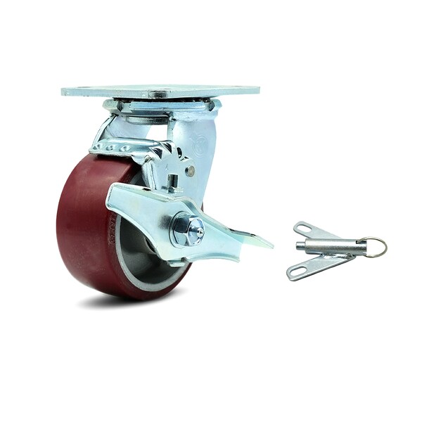 4 Inch Poly on Aluminum Caster with Ball Bearing and Brake/Swivel Lock SCC